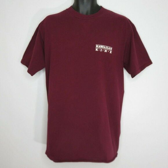 Vintage 80's Hawaiian Kine Complete Gamblers T-Shirt Maroon Red Made USA L - Picture 3 of 7